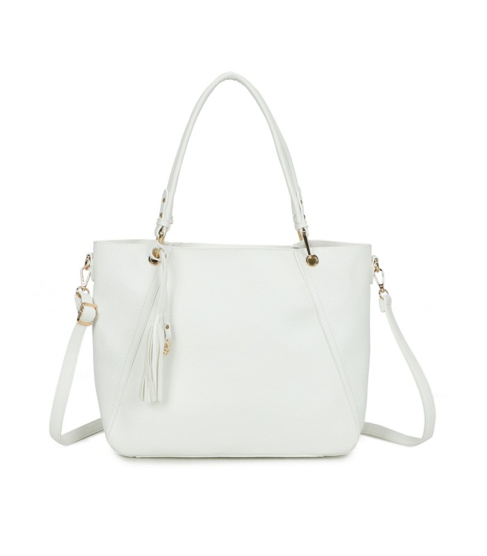 T11854 - Bolso con neceser y amplio espacio con borla de color a juego