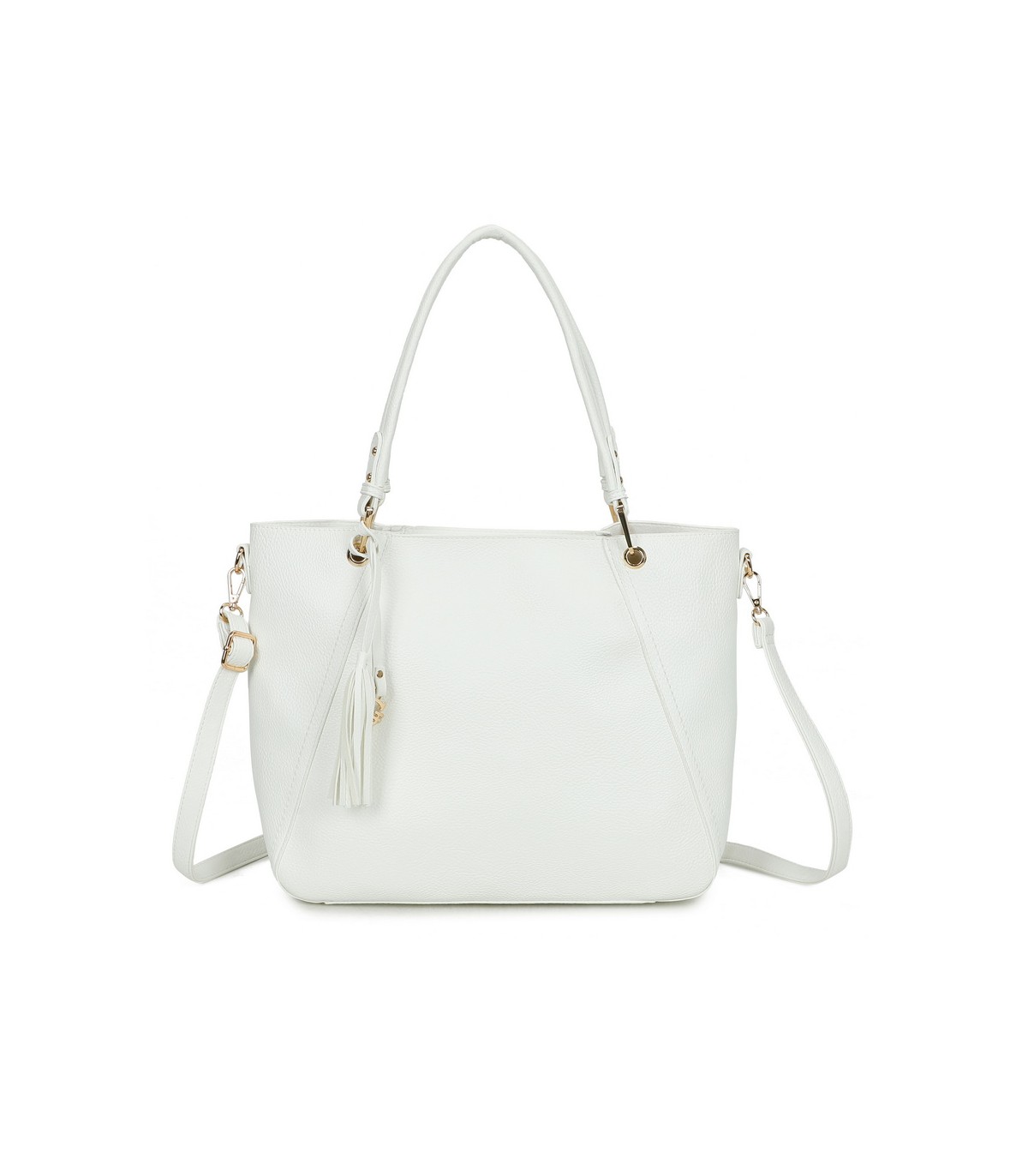 T11854 - Bolso con neceser y amplio espacio con borla de color a juego