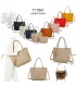 T11854 - Bolso con neceser y amplio espacio con borla de color a juego