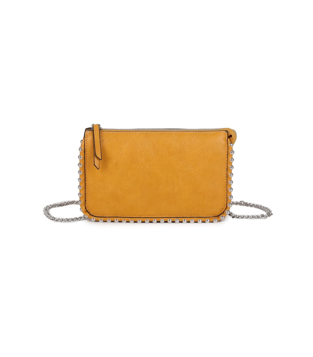 T11850 - Bolso rectangular con bandolera y cuentas de adorno y monedero interior