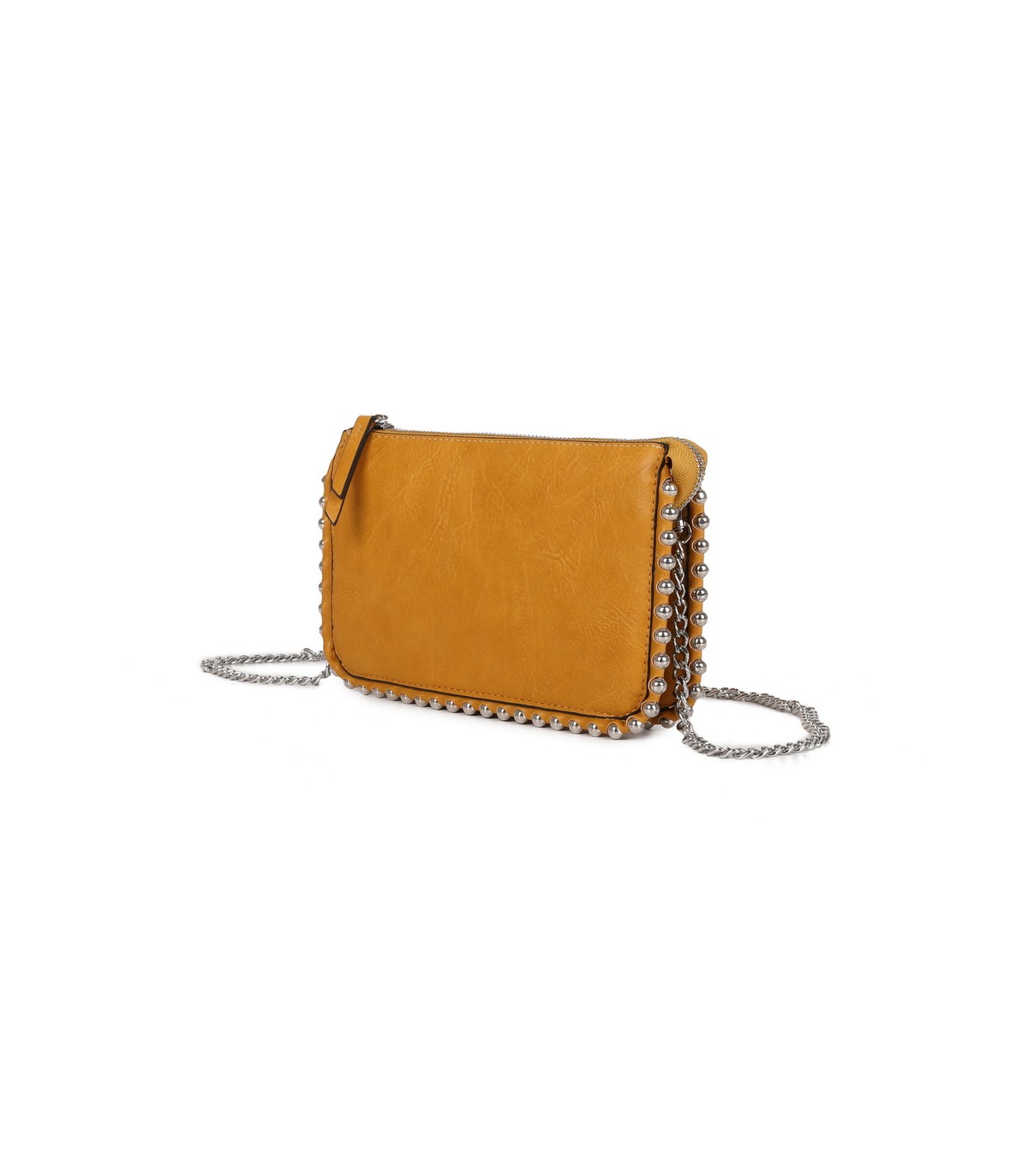 T11850 - Bolso rectangular con bandolera y cuentas de adorno y monedero interior