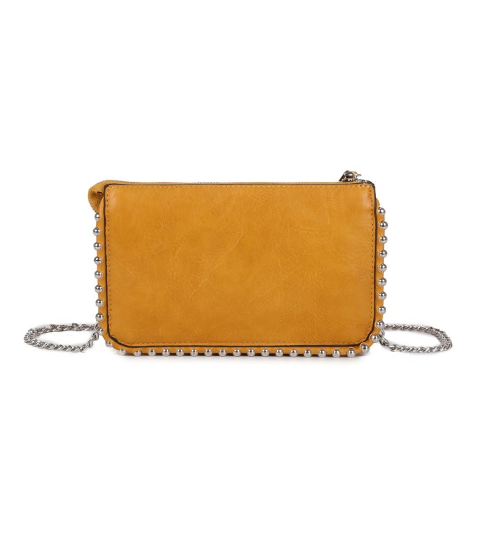 T11850 - Bolso rectangular con bandolera y cuentas de adorno y monedero interior