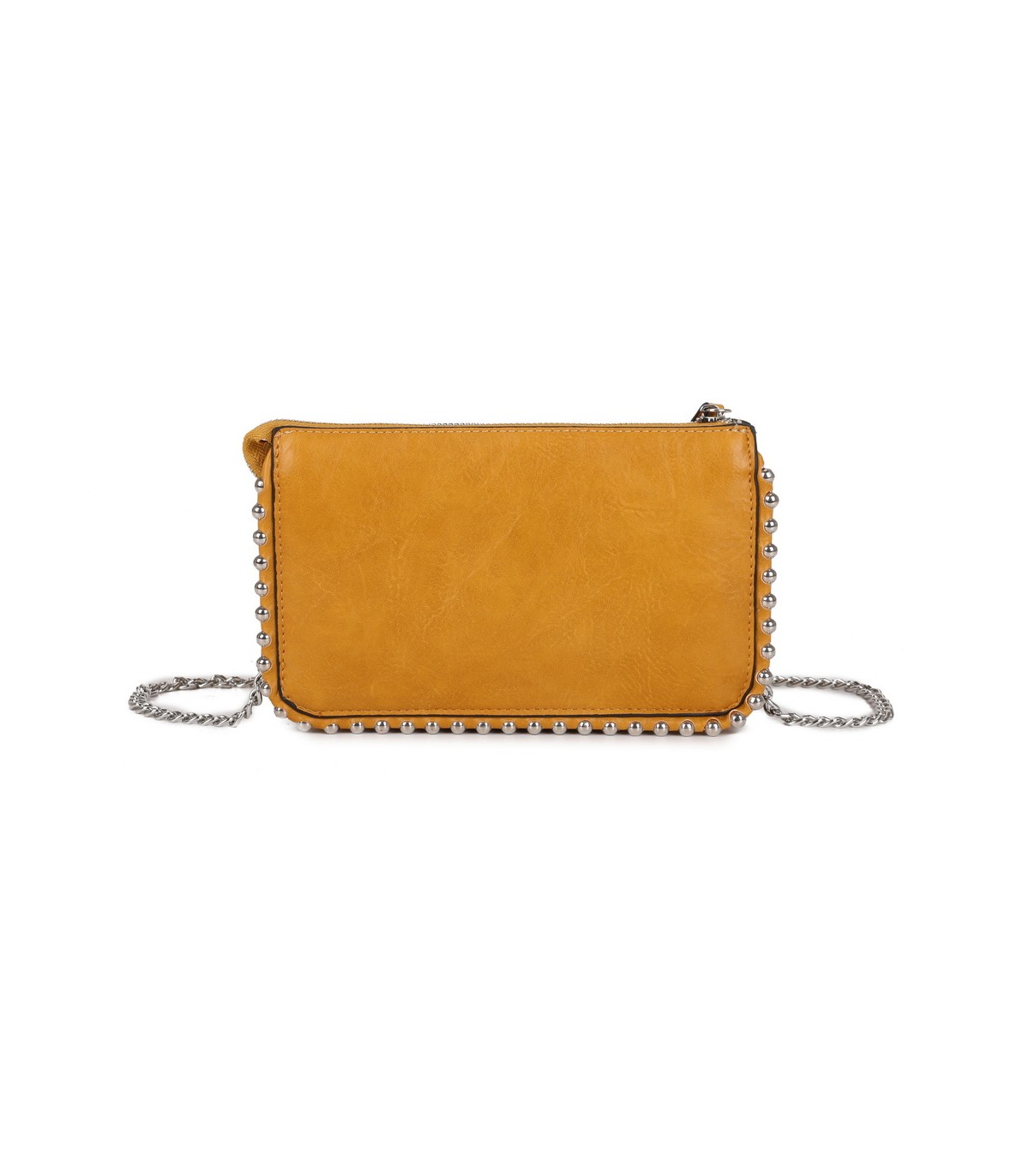 T11850 - Bolso rectangular con bandolera y cuentas de adorno y monedero interior