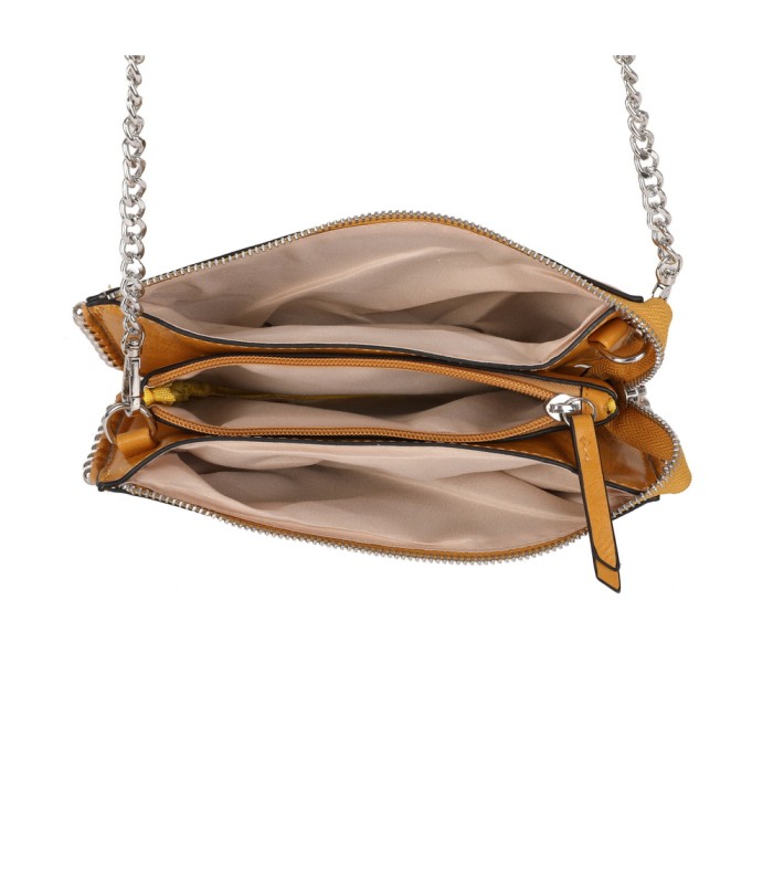 T11850 - Bolso rectangular con bandolera y cuentas de adorno y monedero interior