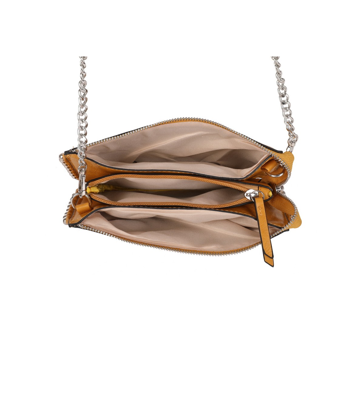 T11850 - Bolso rectangular con bandolera y cuentas de adorno y monedero interior