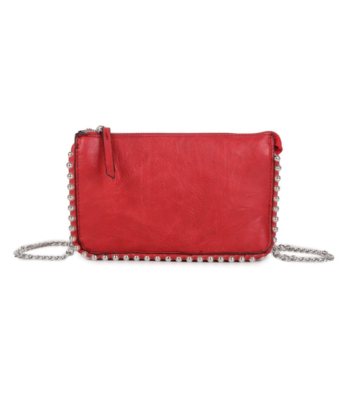 T11850 - Bolso rectangular con bandolera y cuentas de adorno y monedero interior