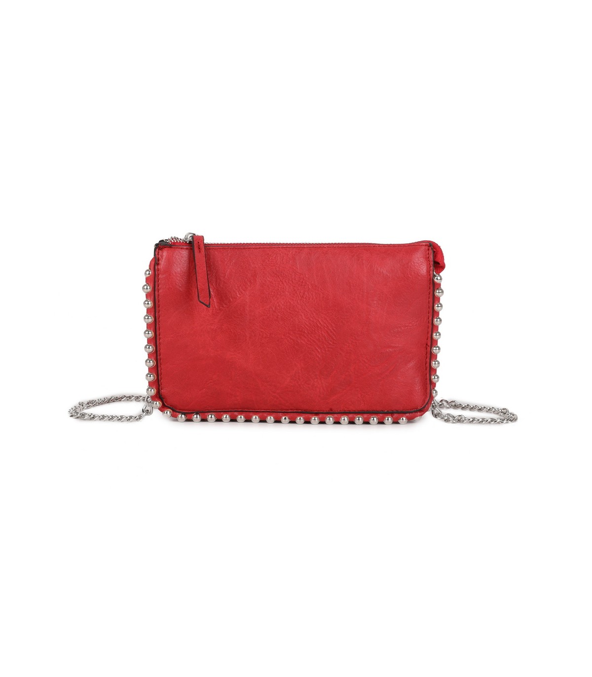 T11850 - Bolso rectangular con bandolera y cuentas de adorno y monedero interior