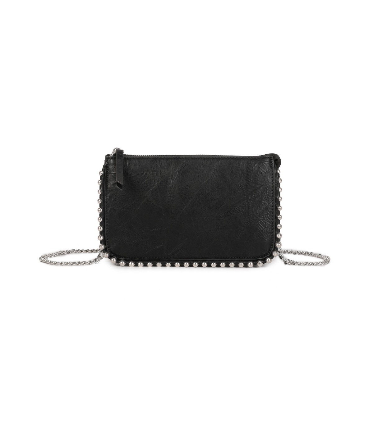 T11850 - Bolso rectangular con bandolera y cuentas de adorno y monedero interior