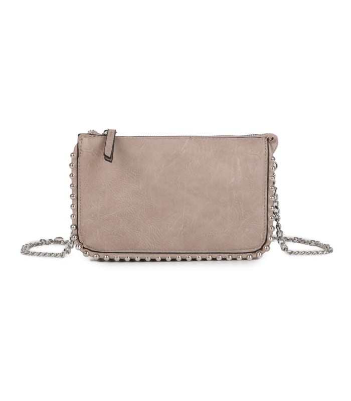 T11850 - Bolso rectangular con bandolera y cuentas de adorno y monedero interior