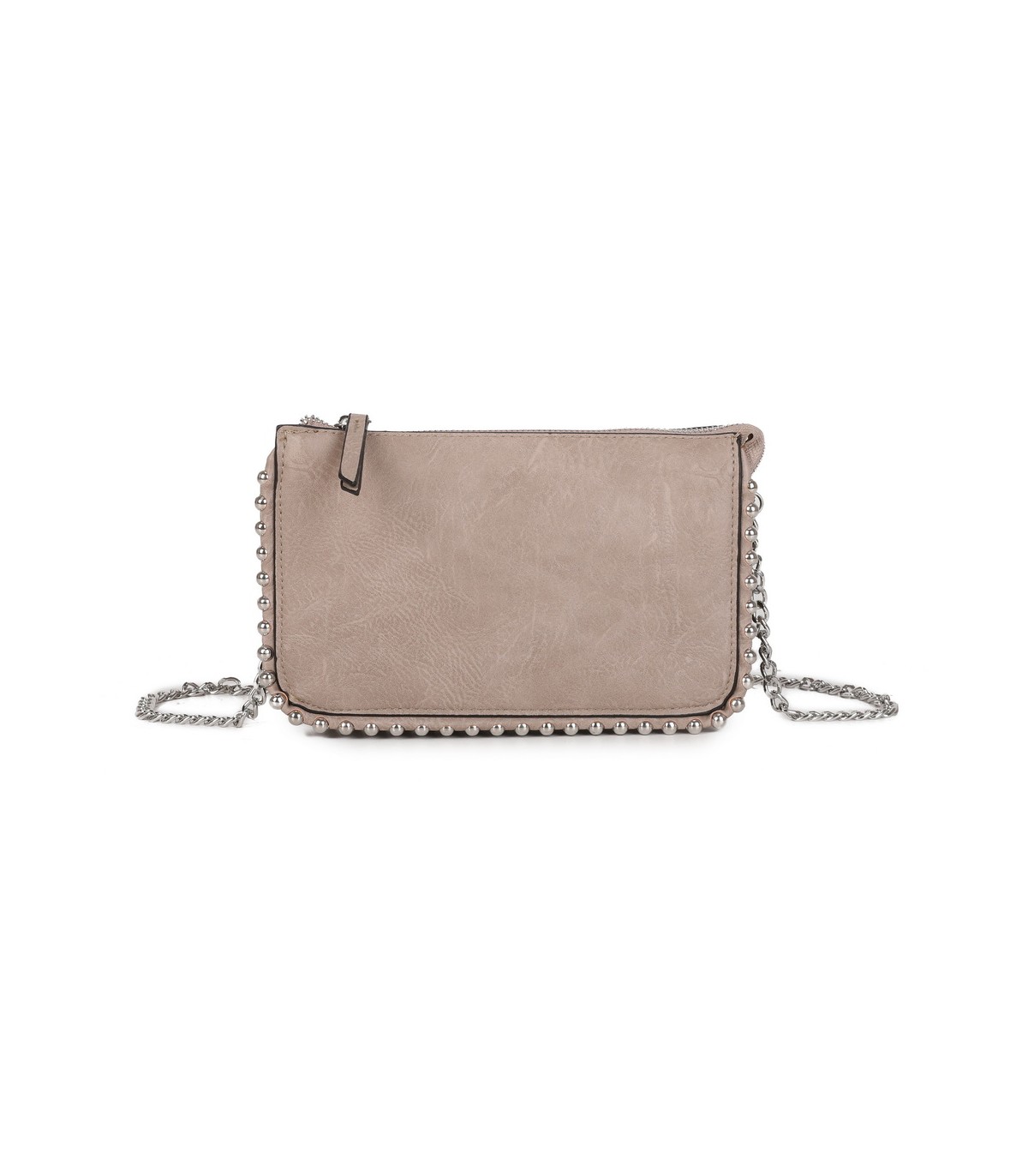 T11850 - Bolso rectangular con bandolera y cuentas de adorno y monedero interior