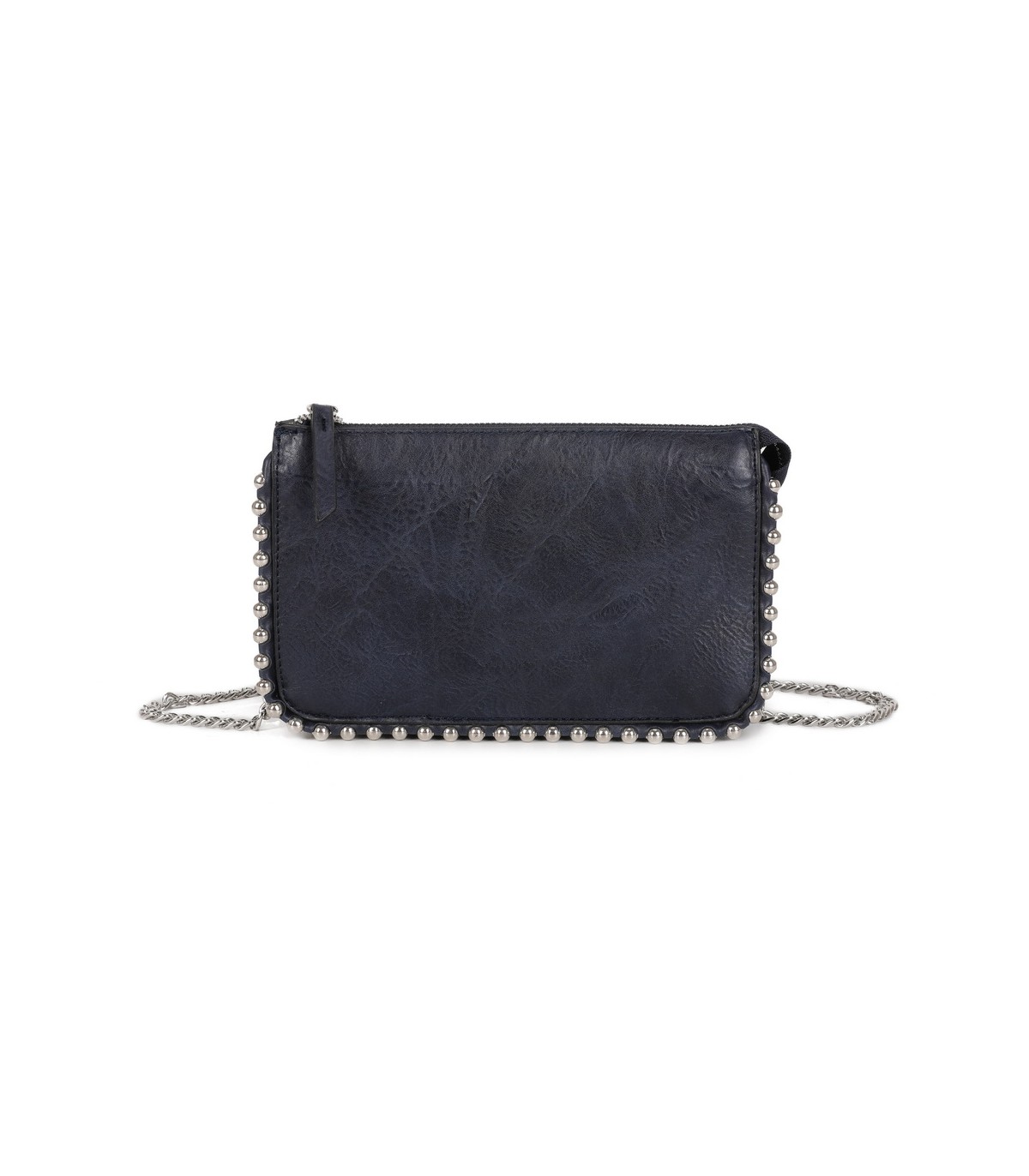 T11850 - Bolso rectangular con bandolera y cuentas de adorno y monedero interior