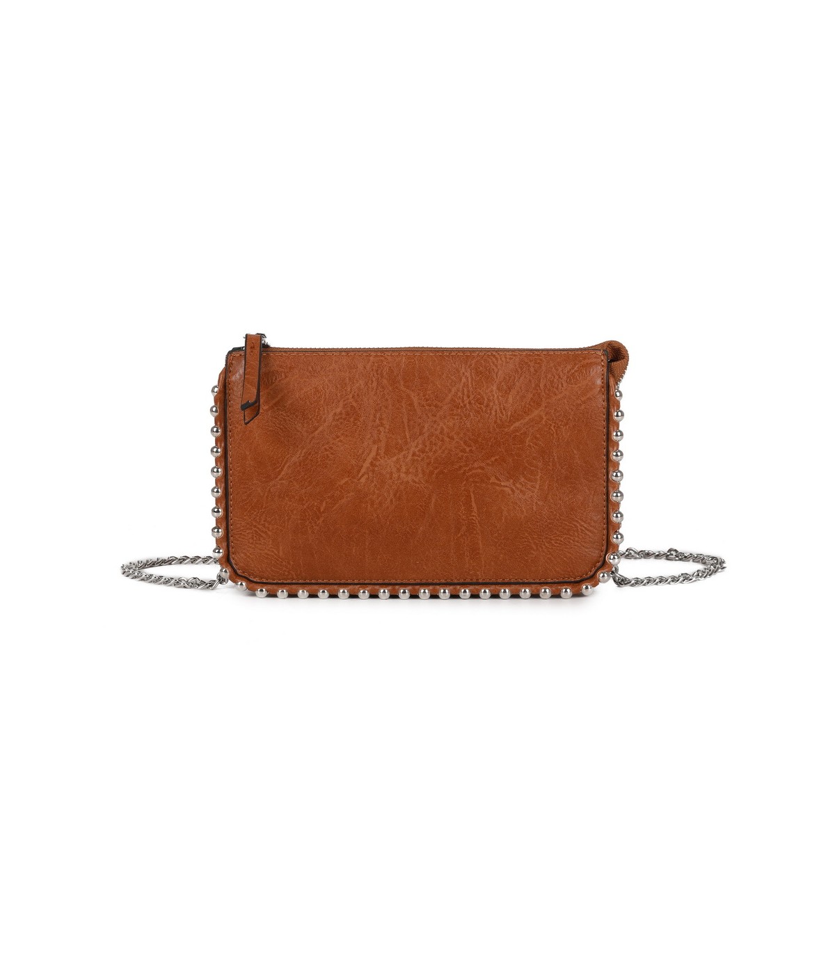 T11850 - Bolso rectangular con bandolera y cuentas de adorno y monedero interior