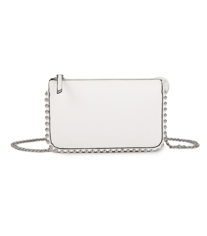 T11850 - Bolso rectangular con bandolera y cuentas de adorno y monedero interior