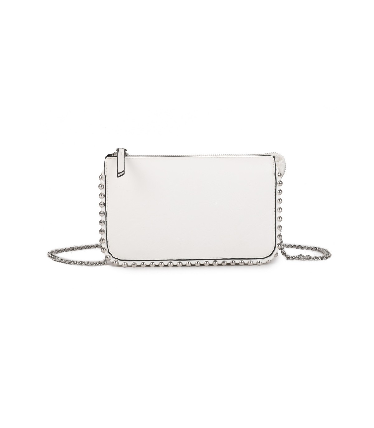 T11850 - Bolso rectangular con bandolera y cuentas de adorno y monedero interior