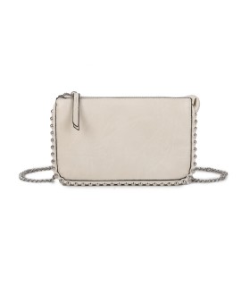 T11850 - Bolso rectangular con bandolera y cuentas de adorno y monedero interior