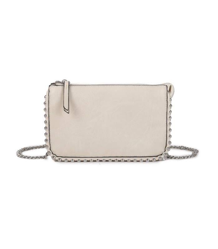 T11850 - Bolso rectangular con bandolera y cuentas de adorno y monedero interior