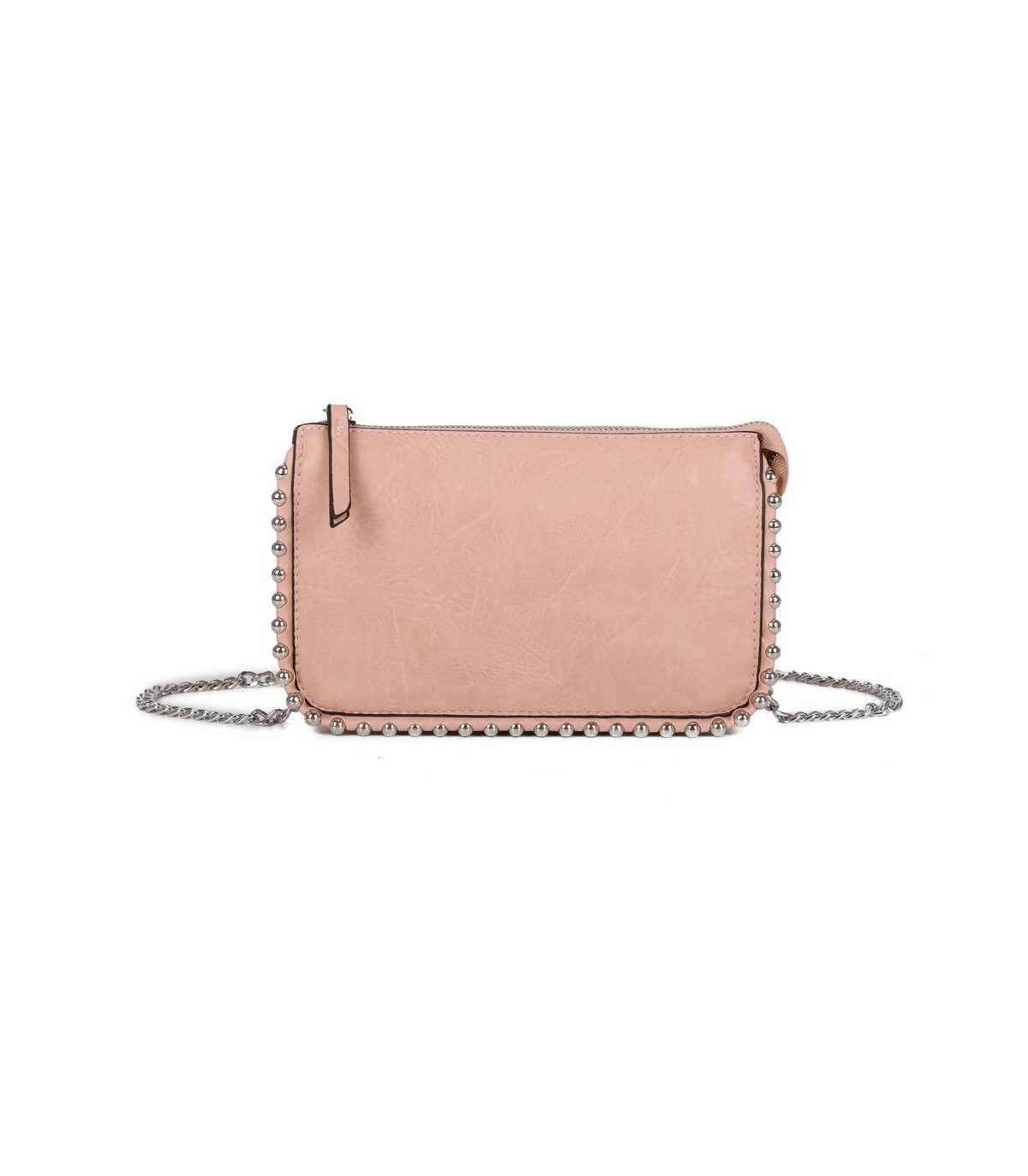 T11850 - Bolso rectangular con bandolera y cuentas de adorno y monedero interior