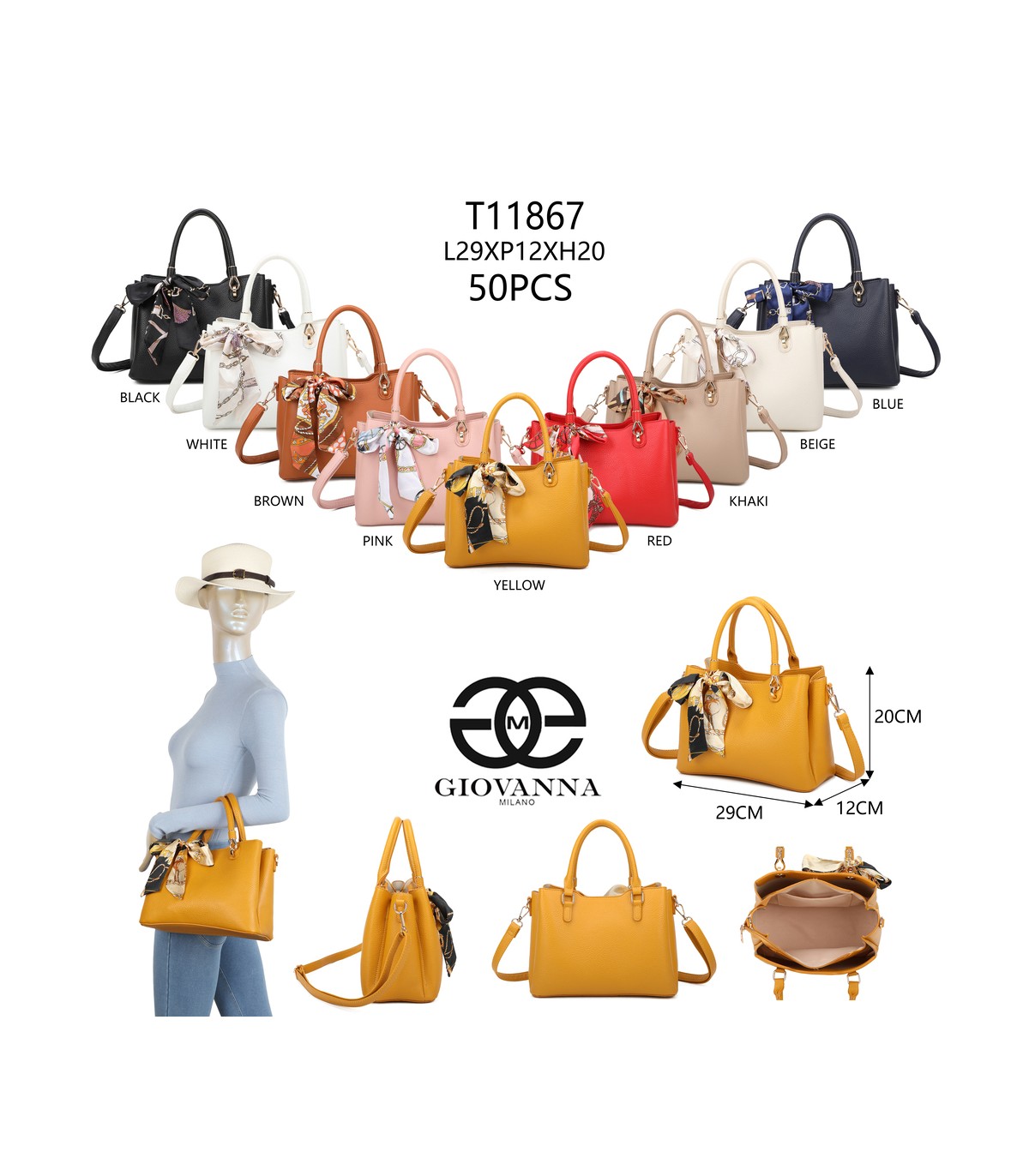 T11867 - Bolso grande rectangular con varios compartimientos