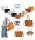 T11889 - Bolso de hombro amplio con pañuelo y textura cuarteada