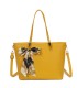 T11889 - Bolso de hombro amplio con pañuelo y textura cuarteada