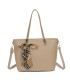 T11889 - Bolso de hombro amplio con pañuelo y textura cuarteada