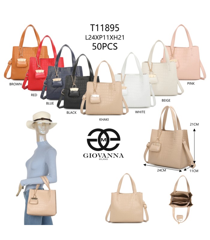 T11895- Bolso bandolera con varios compartimientos y accesorio colgante