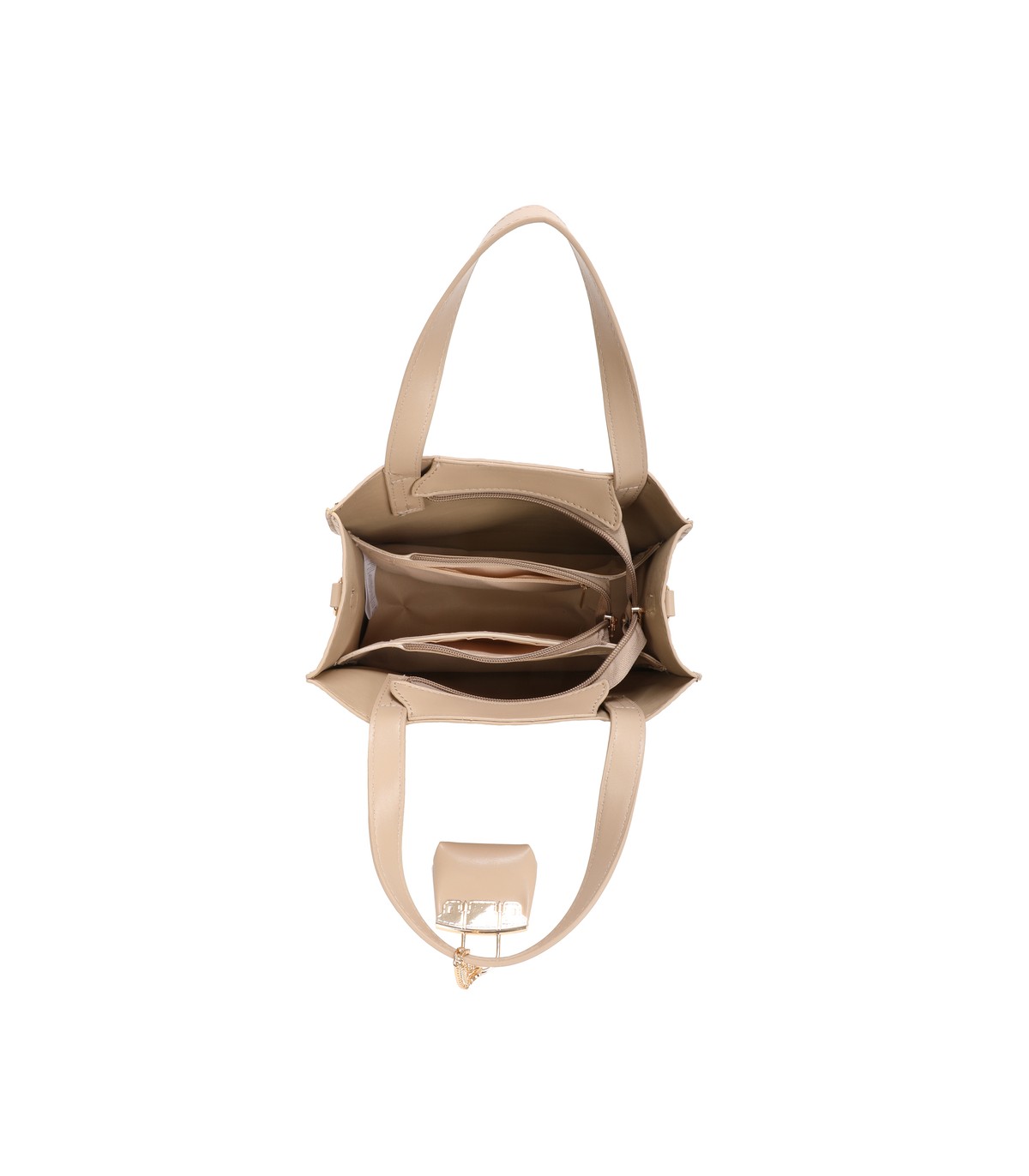 T11895- Bolso bandolera con varios compartimientos y accesorio colgante
