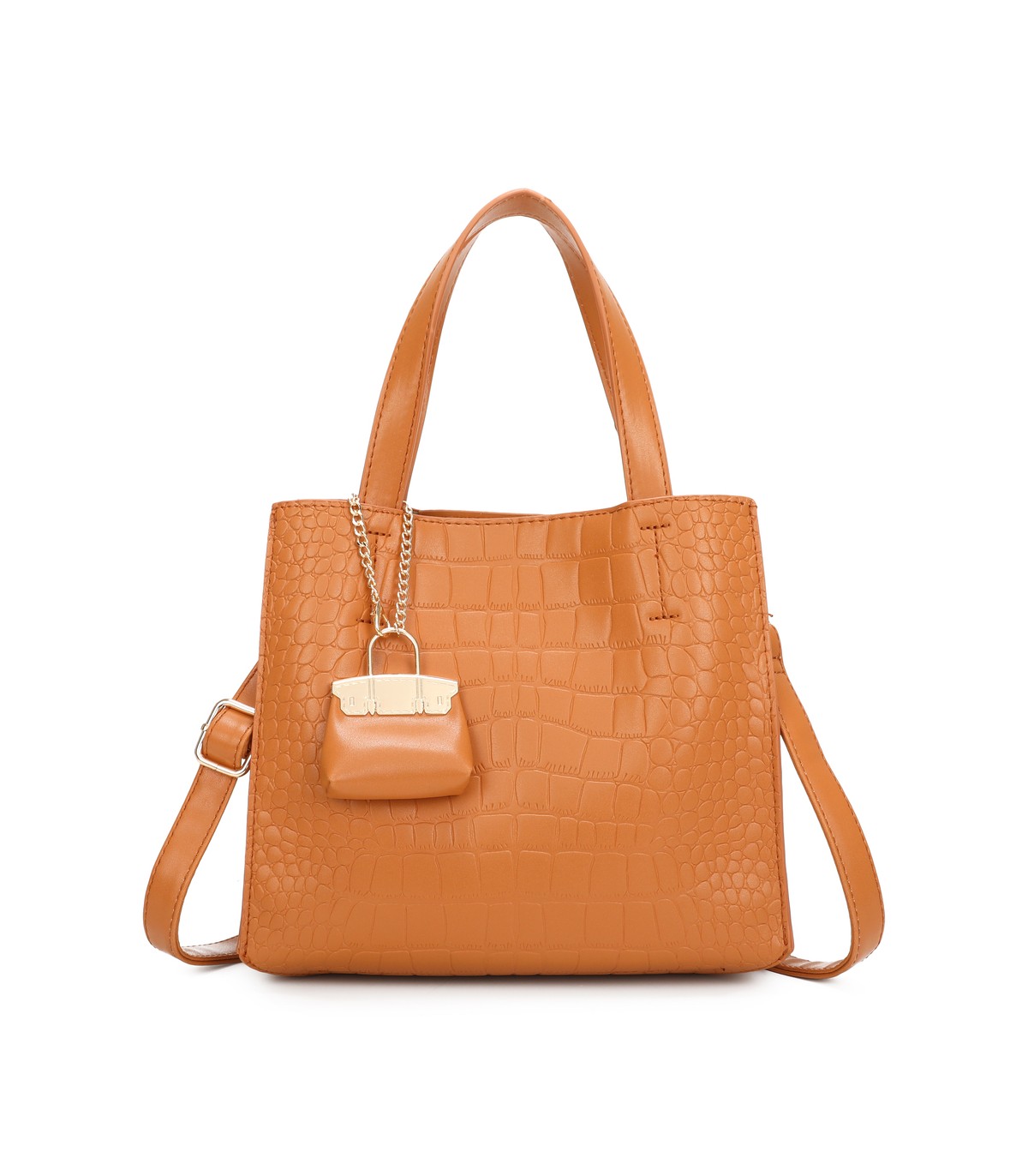 T11895- Bolso bandolera con varios compartimientos y accesorio colgante