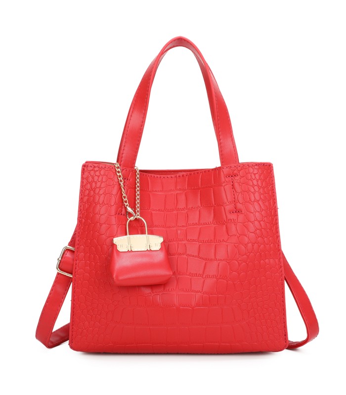 T11895- Bolso bandolera con varios compartimientos y accesorio colgante