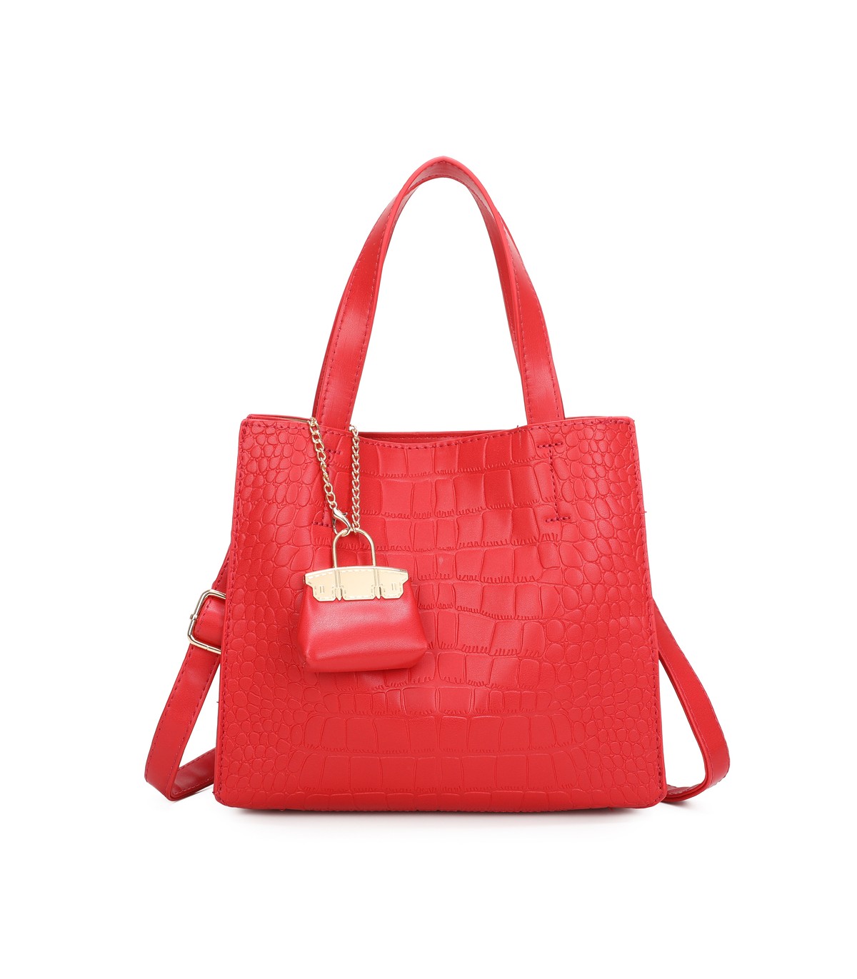 T11895- Bolso bandolera con varios compartimientos y accesorio colgante