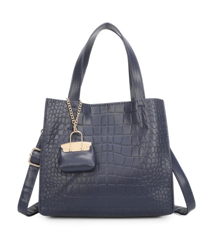 T11895- Bolso bandolera con varios compartimientos y accesorio colgante