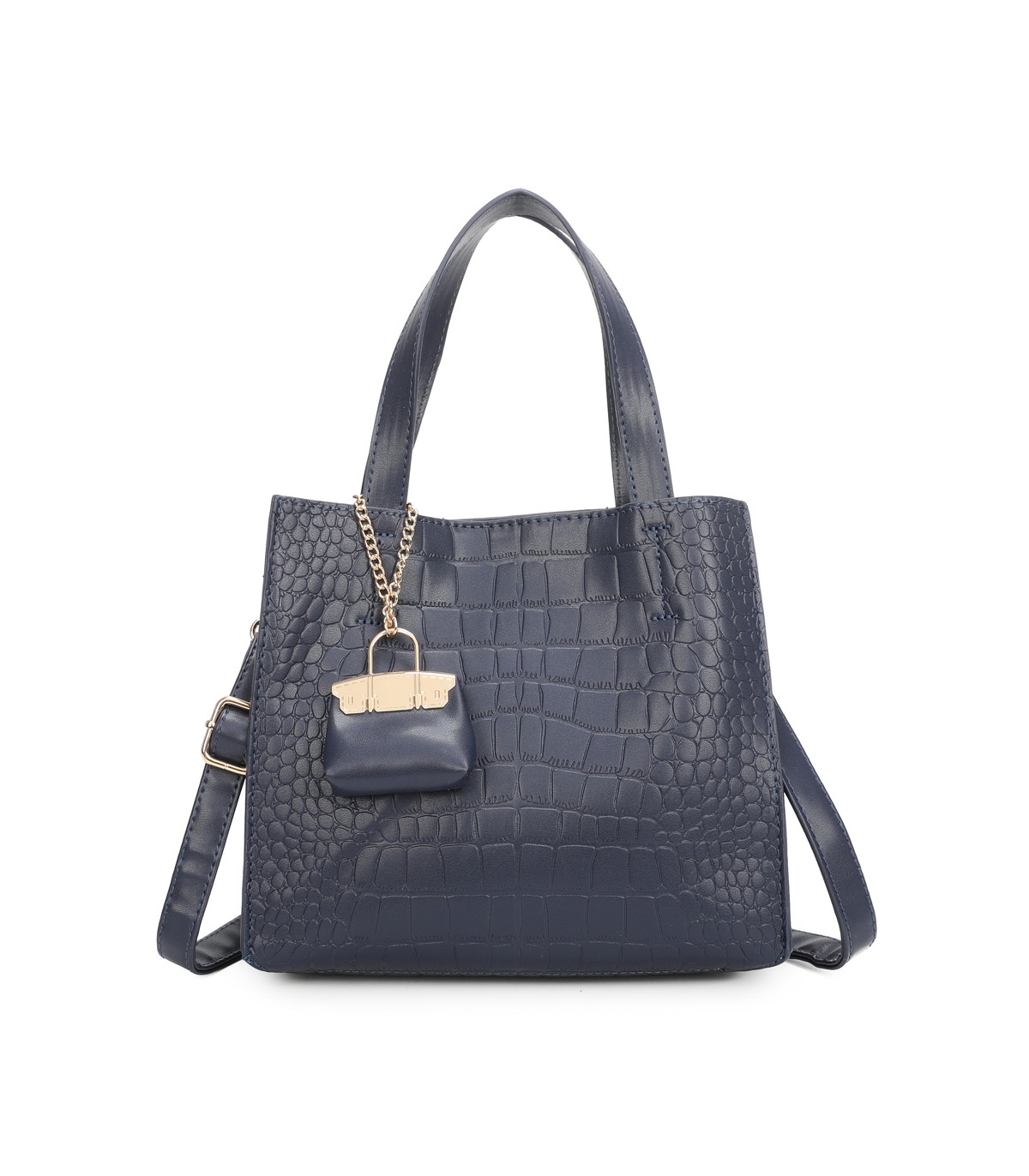 T11895- Bolso bandolera con varios compartimientos y accesorio colgante