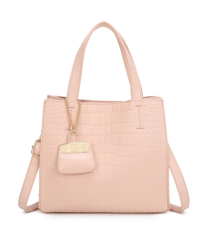 T11895- Bolso bandolera con varios compartimientos y accesorio colgante