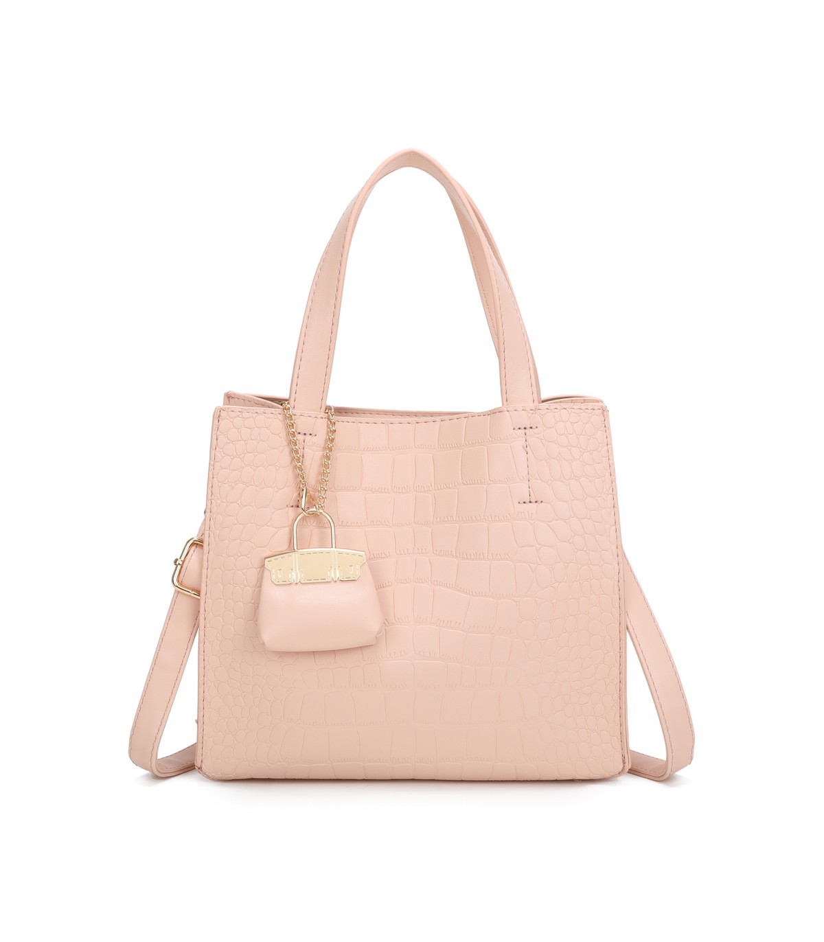 T11895- Bolso bandolera con varios compartimientos y accesorio colgante