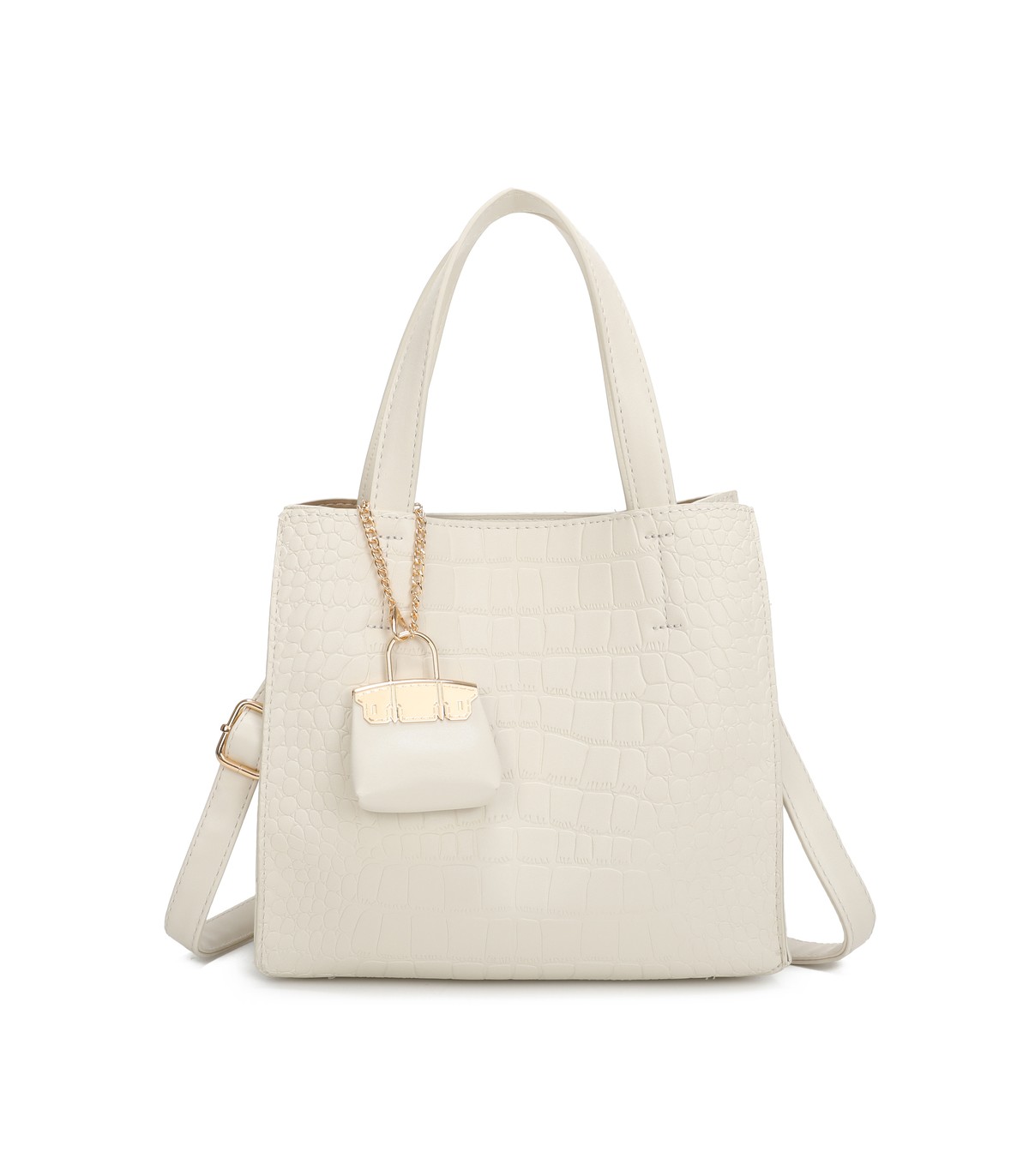 T11895- Bolso bandolera con varios compartimientos y accesorio colgante