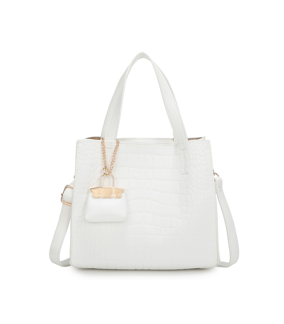 T11895- Bolso bandolera con varios compartimientos y accesorio colgante