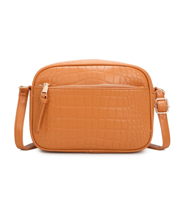 T11892- Bolso rectangular con diversos compartimentos con textura cuarteada