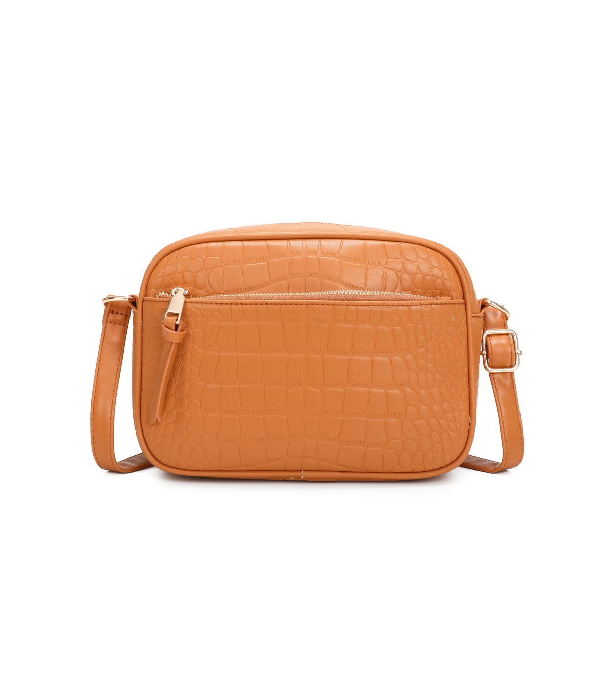 T11892- Bolso rectangular con diversos compartimentos con textura cuarteada