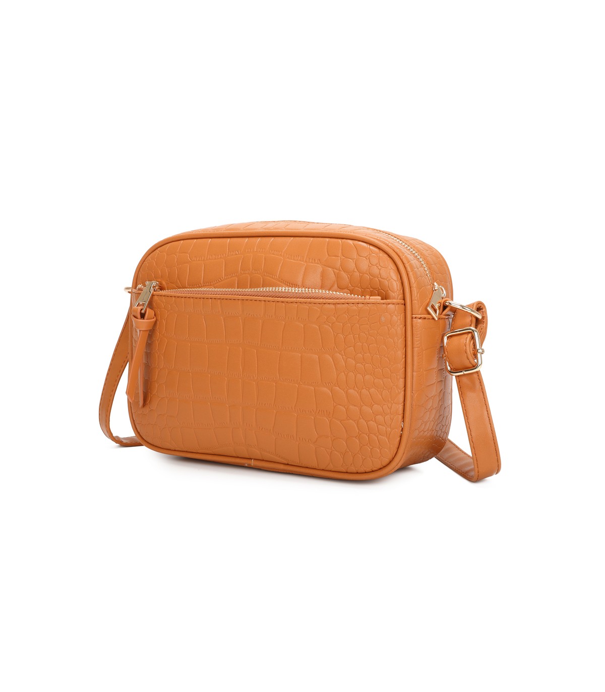 T11892- Bolso rectangular con diversos compartimentos con textura cuarteada
