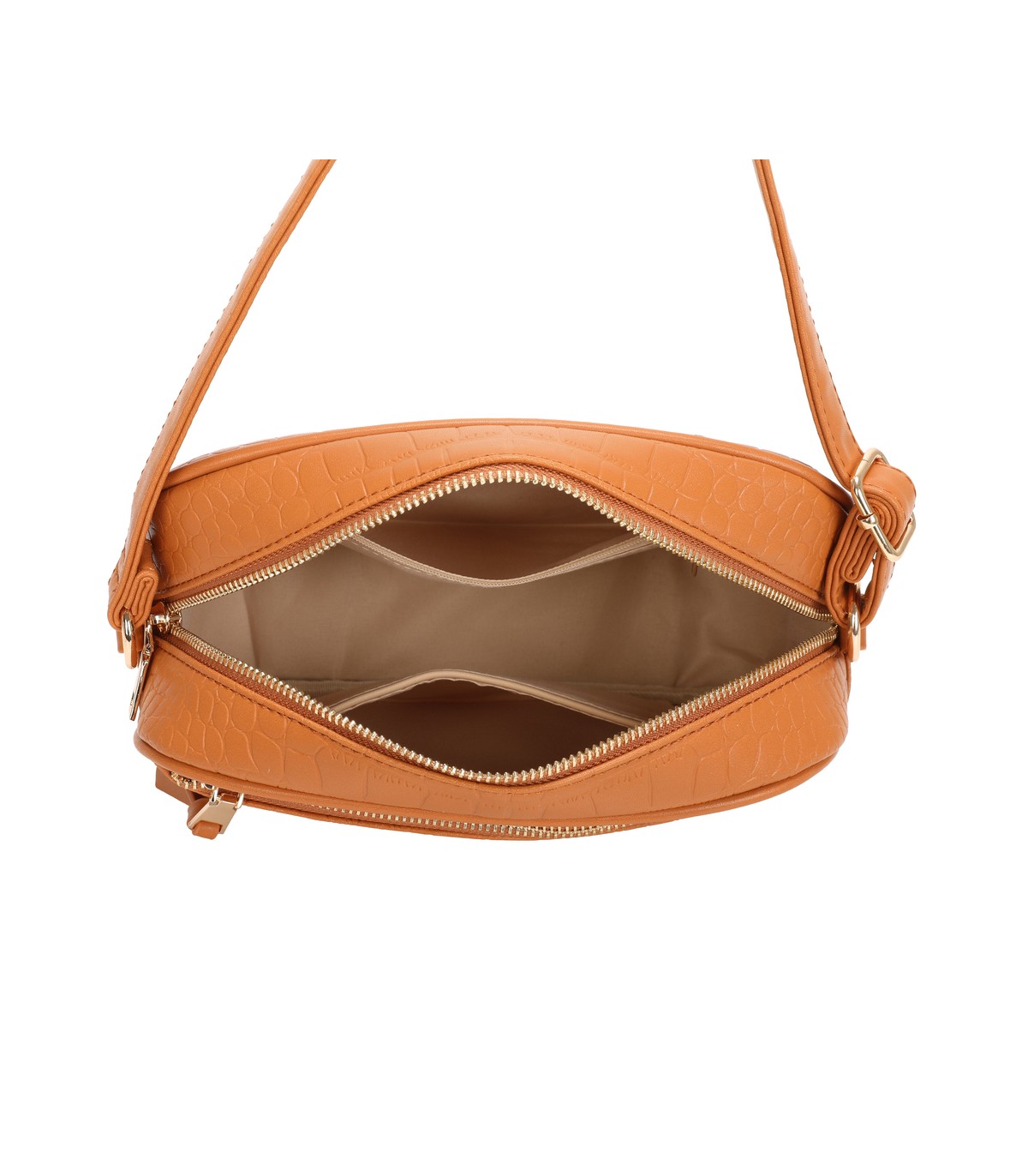 T11892- Bolso rectangular con diversos compartimentos con textura cuarteada