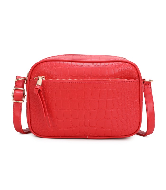 T11892- Bolso rectangular con diversos compartimentos con textura cuarteada