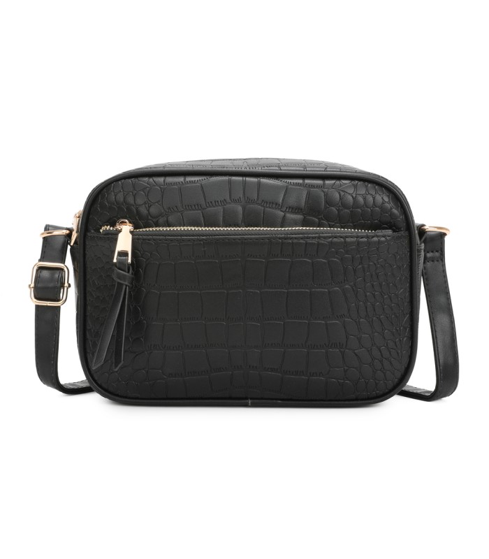 T11892- Bolso rectangular con diversos compartimentos con textura cuarteada