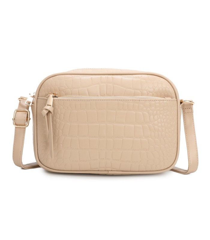 T11892- Bolso rectangular con diversos compartimentos con textura cuarteada