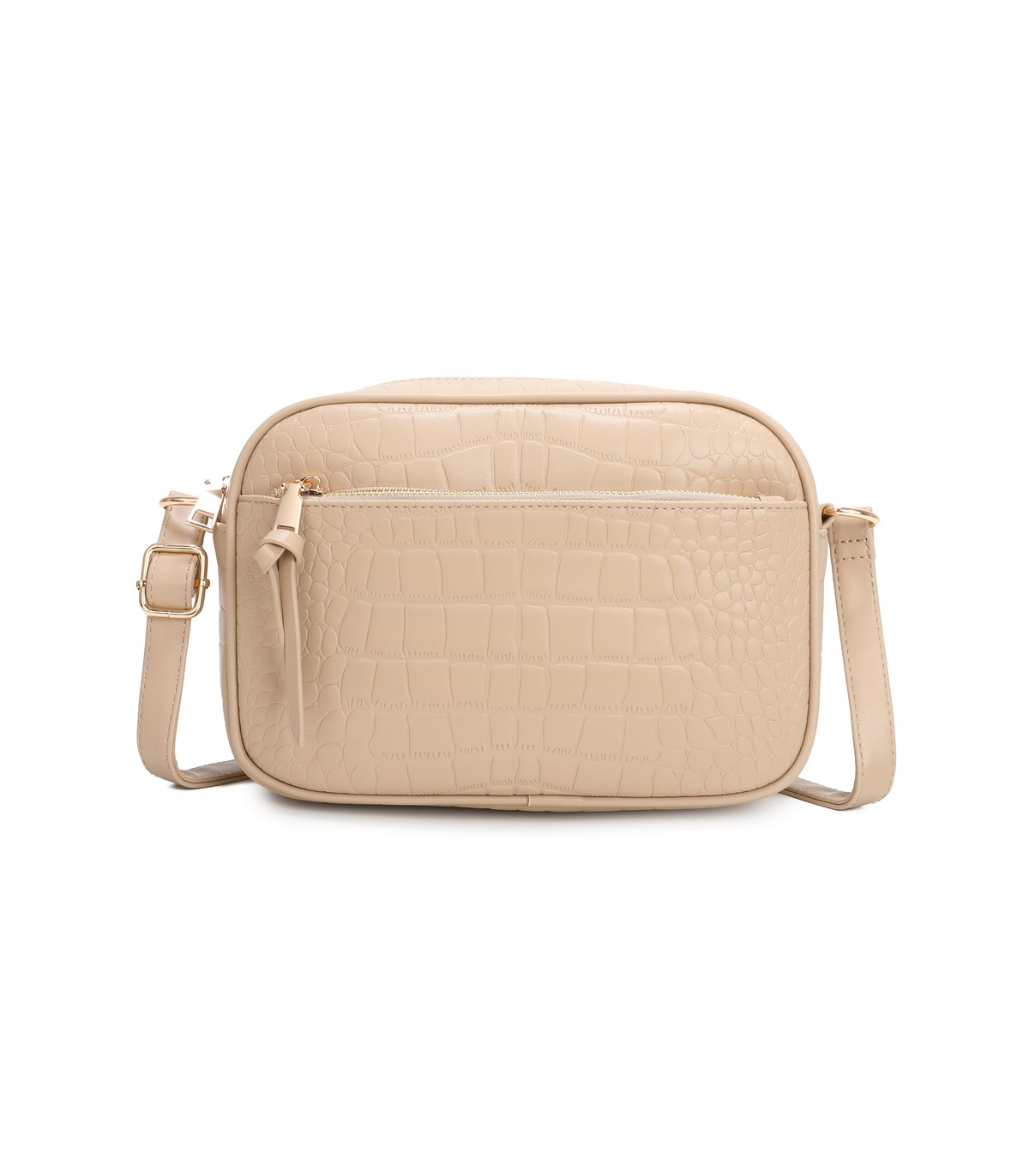 T11892- Bolso rectangular con diversos compartimentos con textura cuarteada