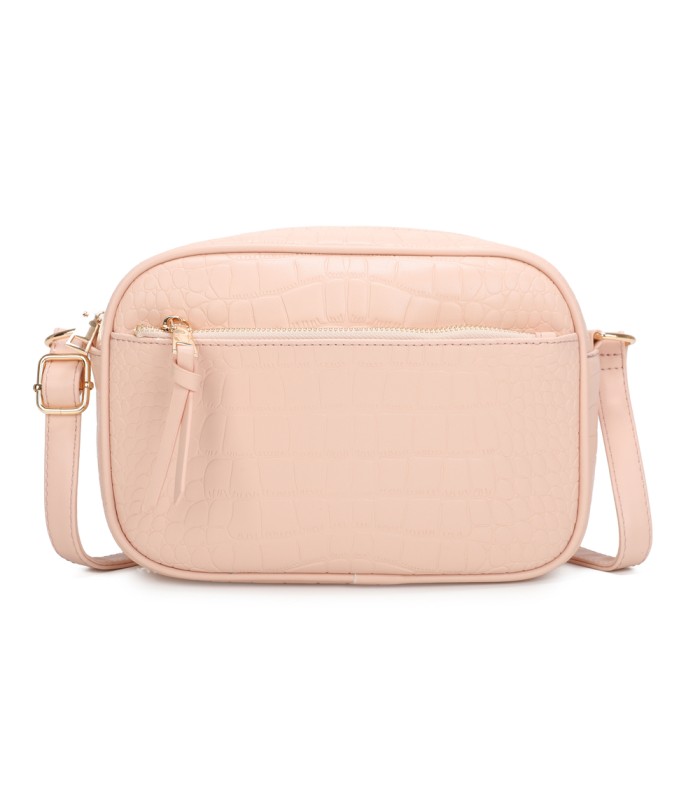 T11892- Bolso rectangular con diversos compartimentos con textura cuarteada
