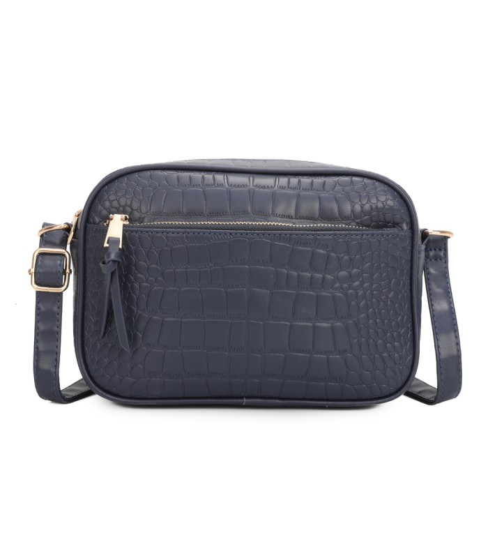 T11892- Bolso rectangular con diversos compartimentos con textura cuarteada