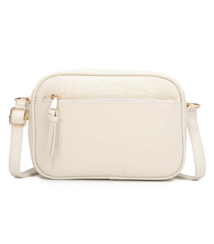 T11892- Bolso rectangular con diversos compartimentos con textura cuarteada