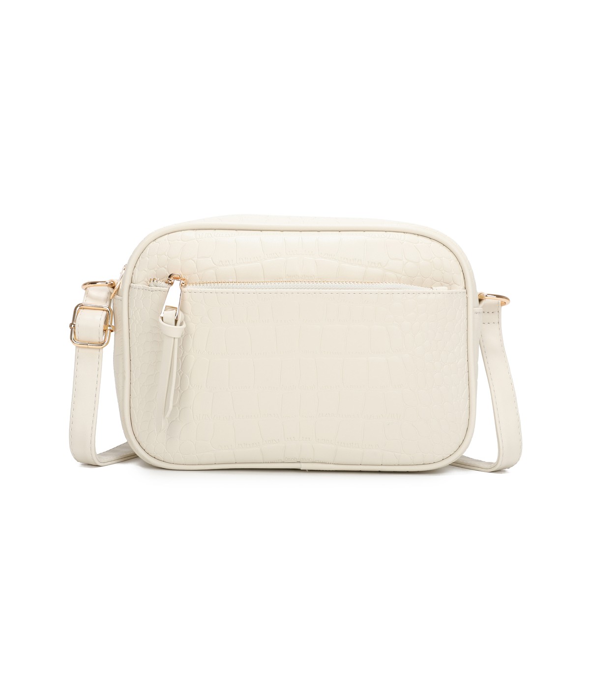 T11892- Bolso rectangular con diversos compartimentos con textura cuarteada