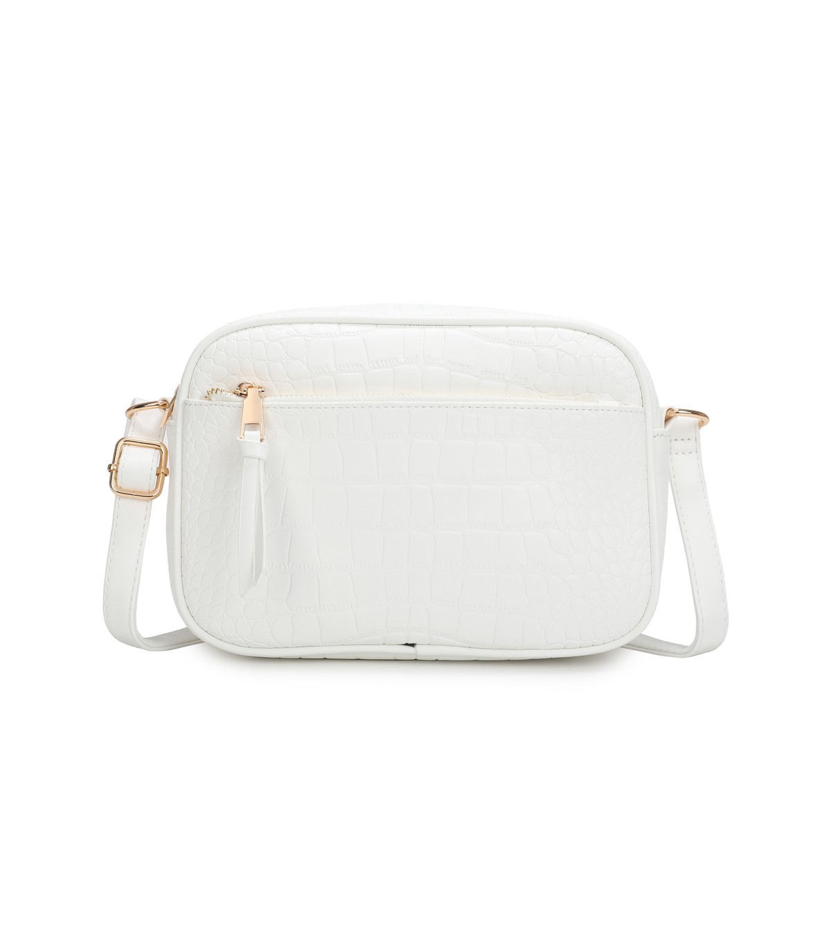 T11892- Bolso rectangular con diversos compartimentos con textura cuarteada