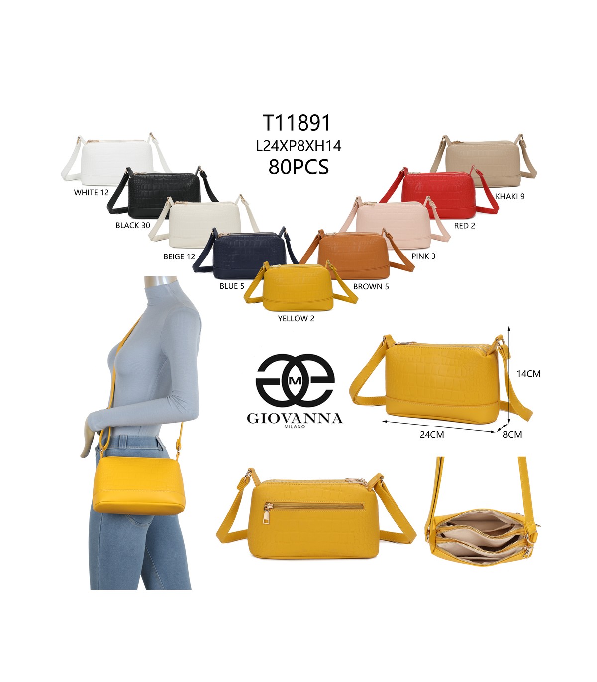T11891-Bolso bandolera con varios compartimientos